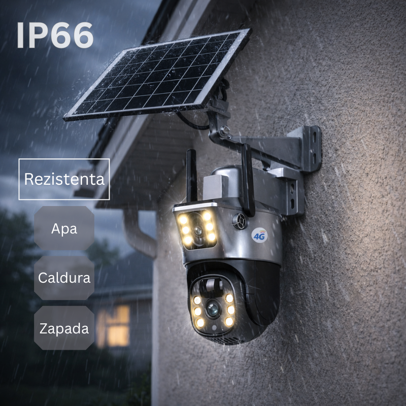Camera de Supraveghere Duala 4k, 6MP, cu Incarcare Solara, Slot de Cartela SIM 4G, Senzor de Miscare, Vedere Nocturna + Card 32GB