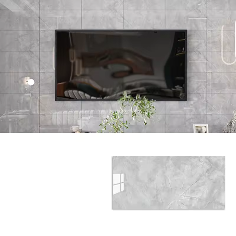 10 Placi Tapet imitatie marmura, Din PVC, 60x30cm, Grosime 2mm, Suprafata 1.8mp, Gri deschis