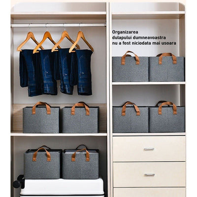 Cos de depozitare pliabil, cu cadru metalic, Capacitate 50 L, 47x35x30cm, Gri - Diversico