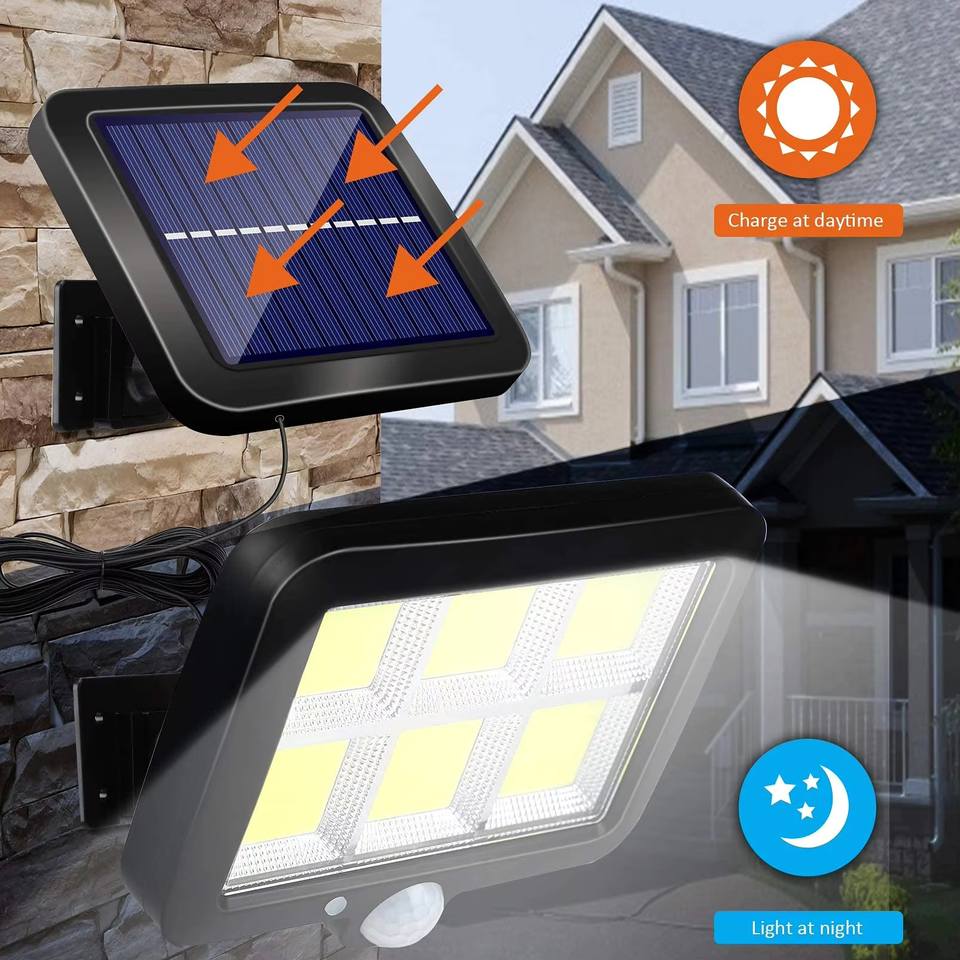 Lampa solara cu senzor de miscare, 6 grile, 40W, 120 COB LED, 1200 Lumeni, IP65