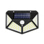 Lampa cu incarcare solara pentru exterior, 100 LED cu distanta de inductie, montaj pe perete, fara cabluri, cu 4 fete