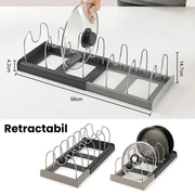 Organizator reglabil pentru, tigai, capace, vase, ajustabilitate 30.5 - 56cm x 20.4cm - Diversico