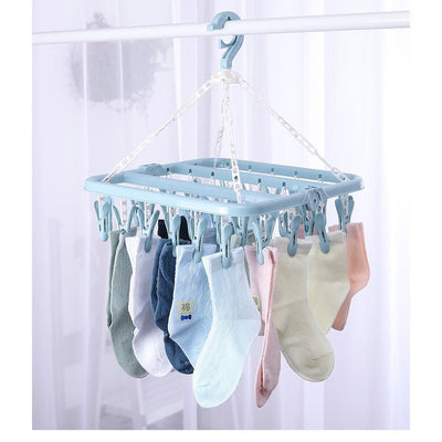 Uscator de rufe cu 32 de carlige, Pliabil, Rotire 360°, 32x32cm, Albastru - Diversico